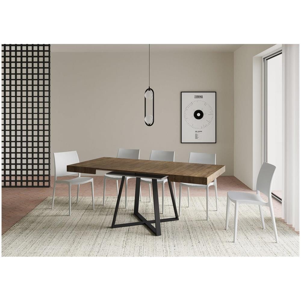 Tavolo allungabile 90x90/194 cm Abbraccio noce gambe antracite - Foto 3