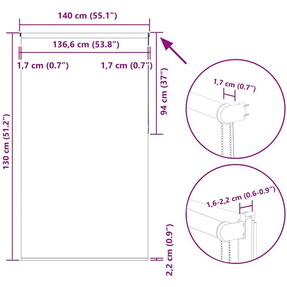 Tenda a Rullo Oscurante 140x130 cm Larghezza Tessuto 136,6 cm - Foto 10