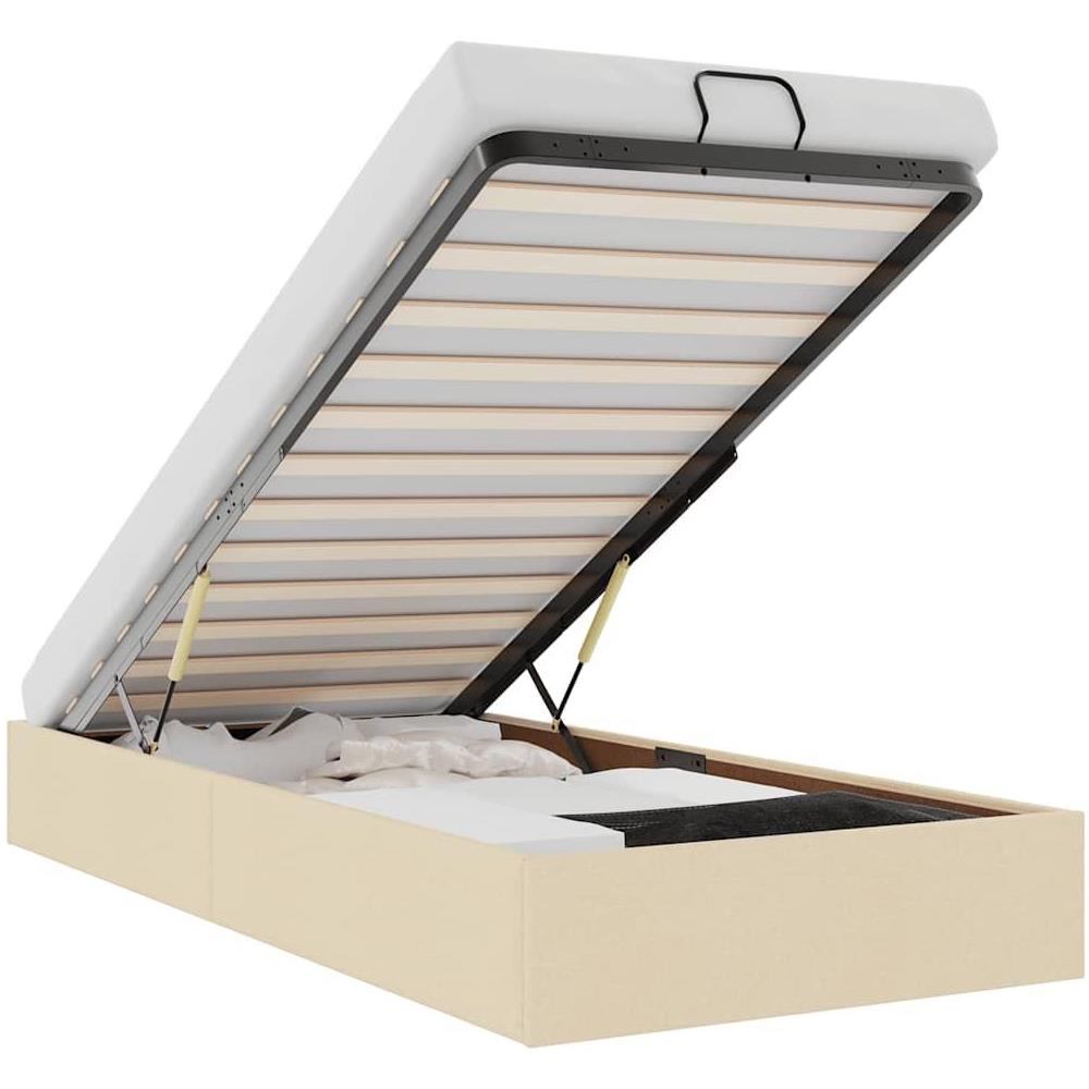 Struttura Letto Pouf senza Materasso Crema 90x200 cm in Tessuto - Foto 1