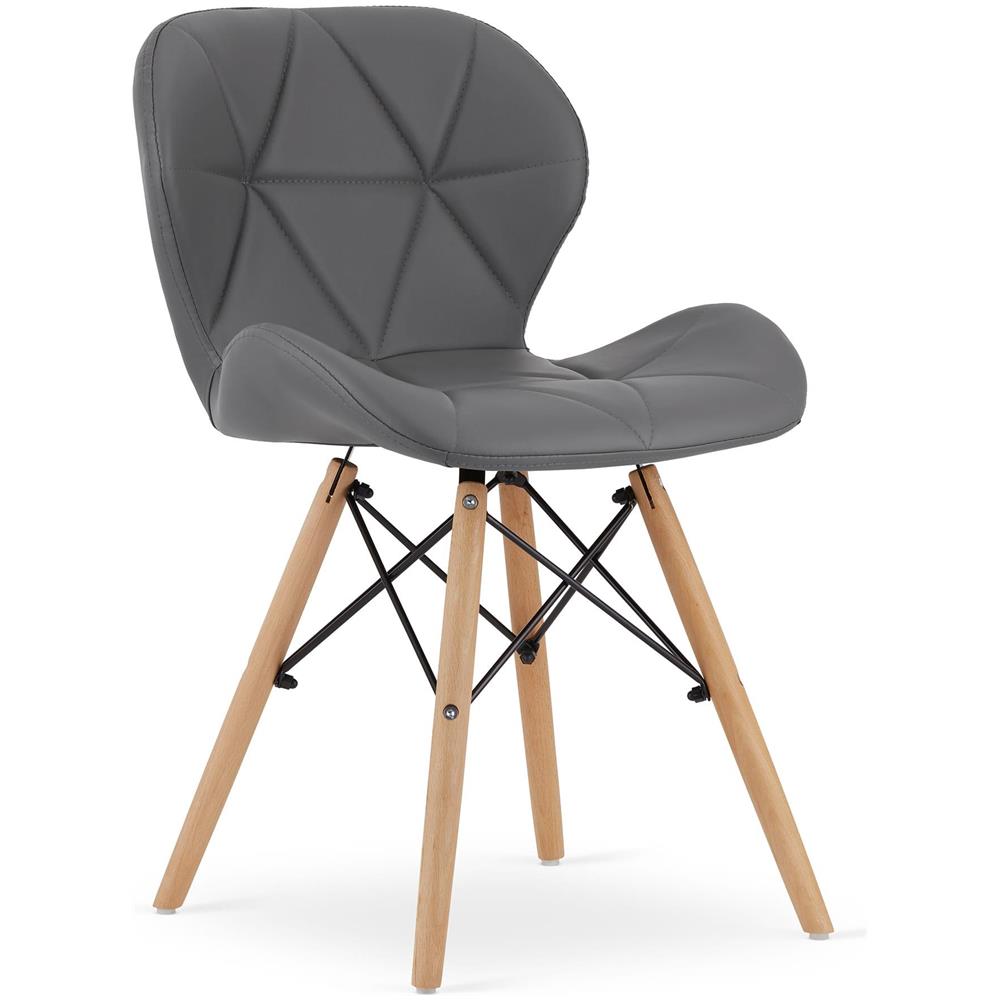 Sedia in ecopelle WAKO - Design ergonomico grigio moderno x 3 - Foto 2