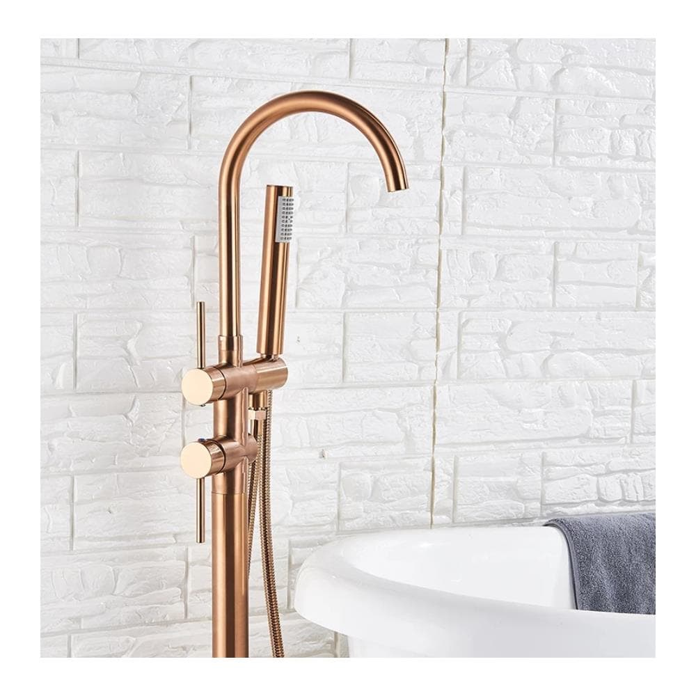 Rubinetto per vasca da bagno indipendente, Blackswan, tipo M51.2, modello oro rosa, misura 118 cm - Foto 4