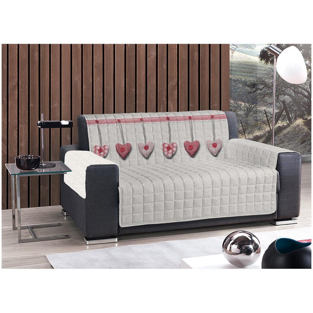 Copridivano Trapuntato Disegno Cuore Appeso 2 Posti Rosso - Foto 3