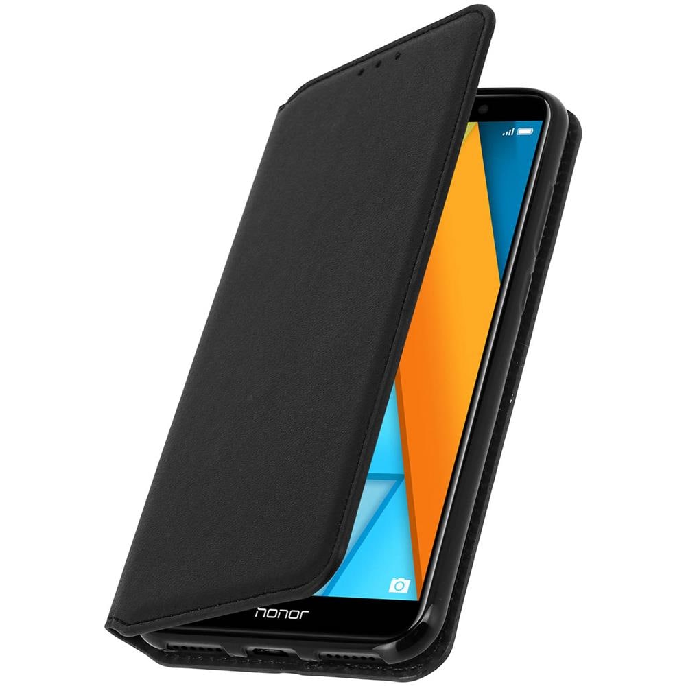 Custodia A Libro Honor 7a / Huawei Y6 2018 Portacarte Funzione Supporto Nero - Foto 1