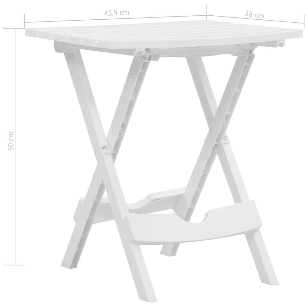 Tavolo Da Giardino Pieghevole 45,5x38,5x50cm Bianco - Foto 7