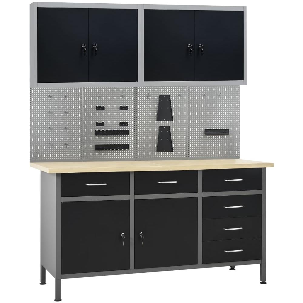 Banco da Lavoro con 4 Pannelli a Parete e 2 Armadietti - Foto 1