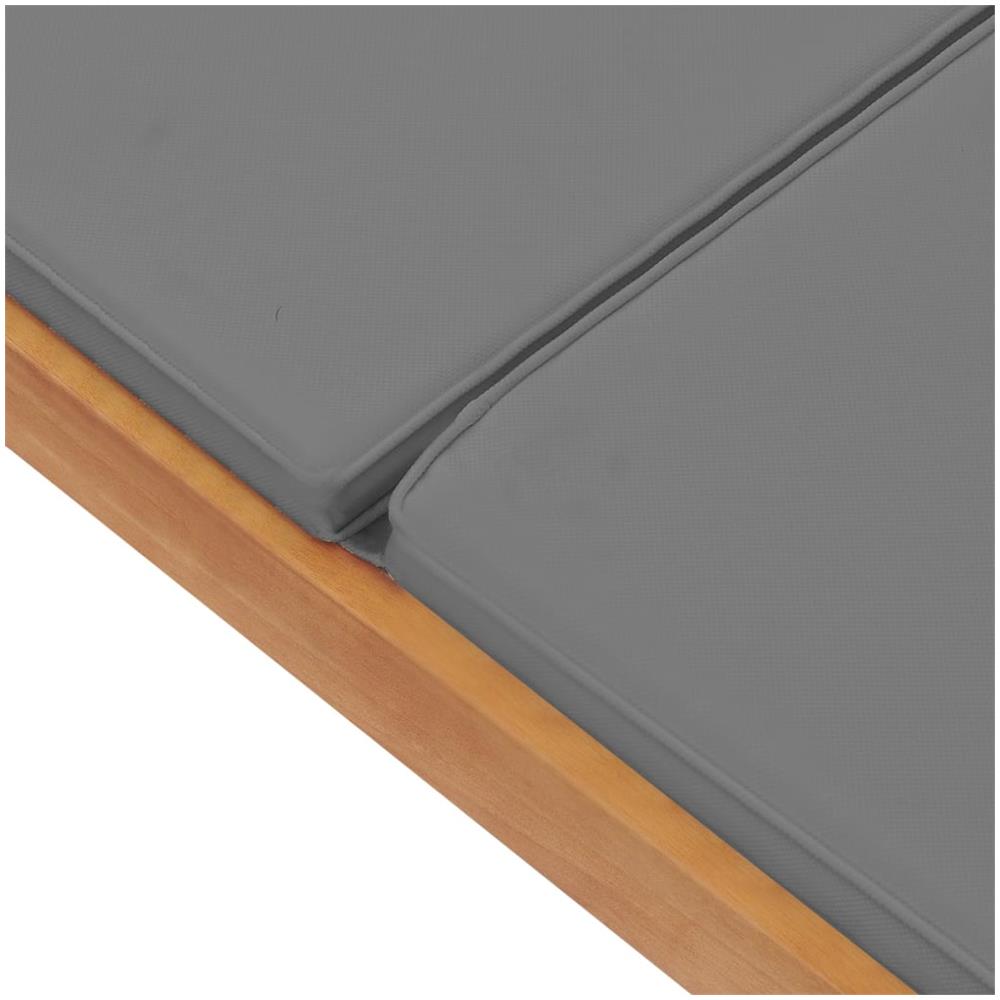 Lettino Prendisole con Cuscino in Massello di Teak Grigio Scuro - Foto 2