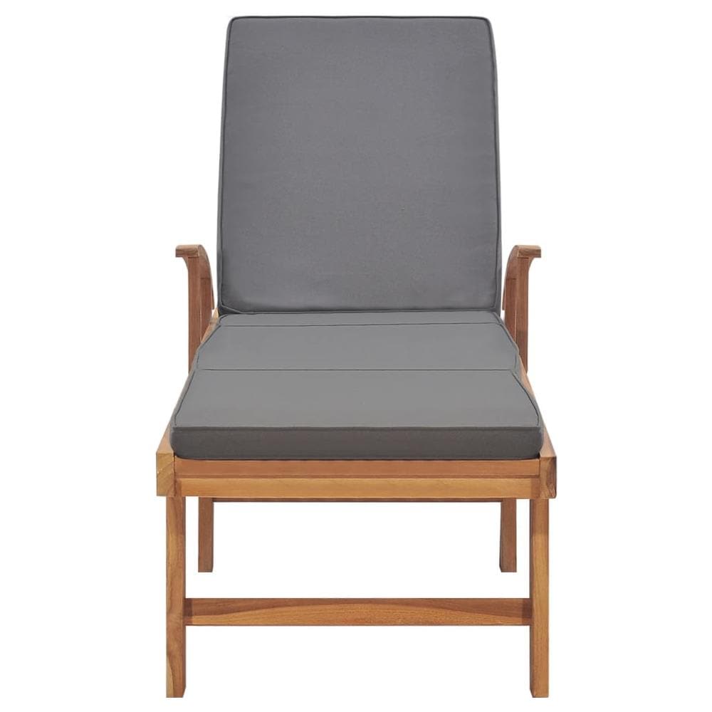 Lettino Prendisole con Cuscino in Massello di Teak Grigio Scuro - Foto 10