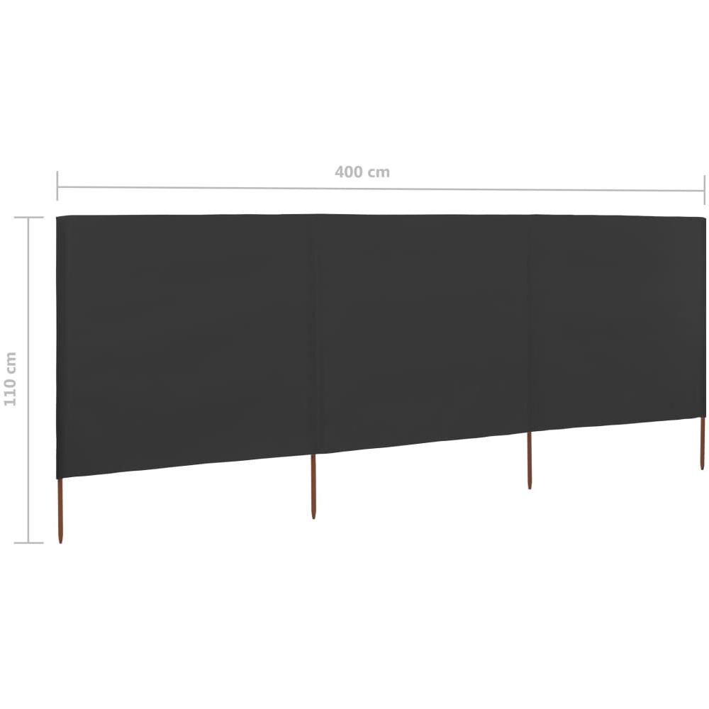 Paravento A 3 Pannelli In Tessuto 400x80 Cm Antracite - Foto 6