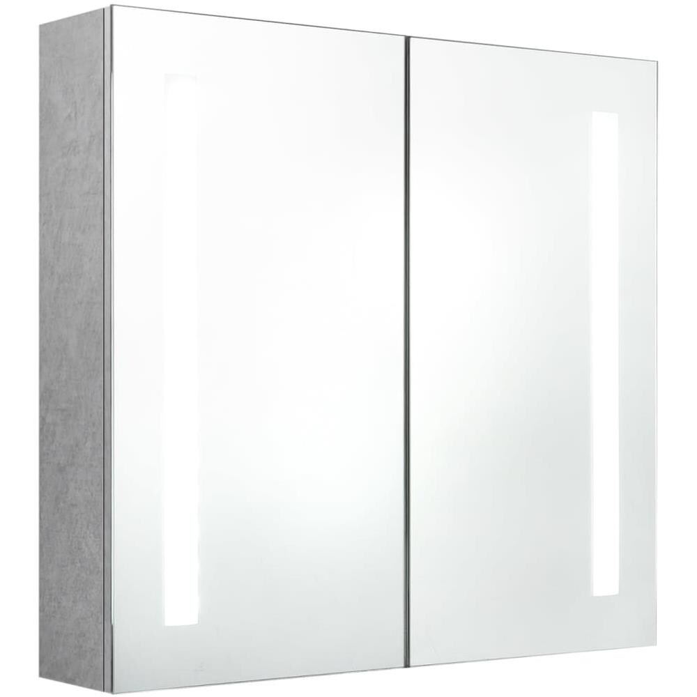 Armadietto Bagno con Specchio e LED Grigio Cemento 62x14x60 cm - Foto 2