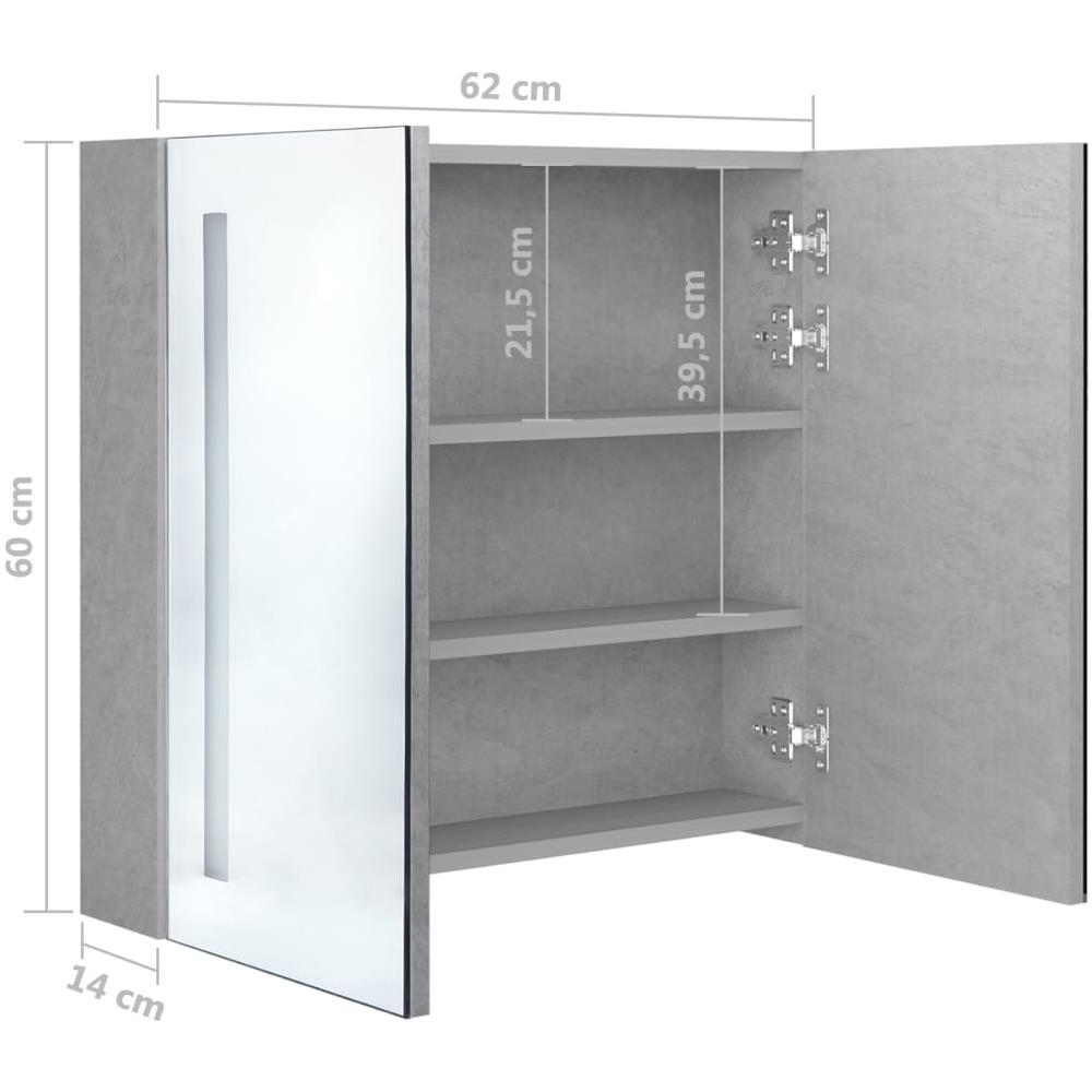 Armadietto Bagno con Specchio e LED Grigio Cemento 62x14x60 cm - Foto 8