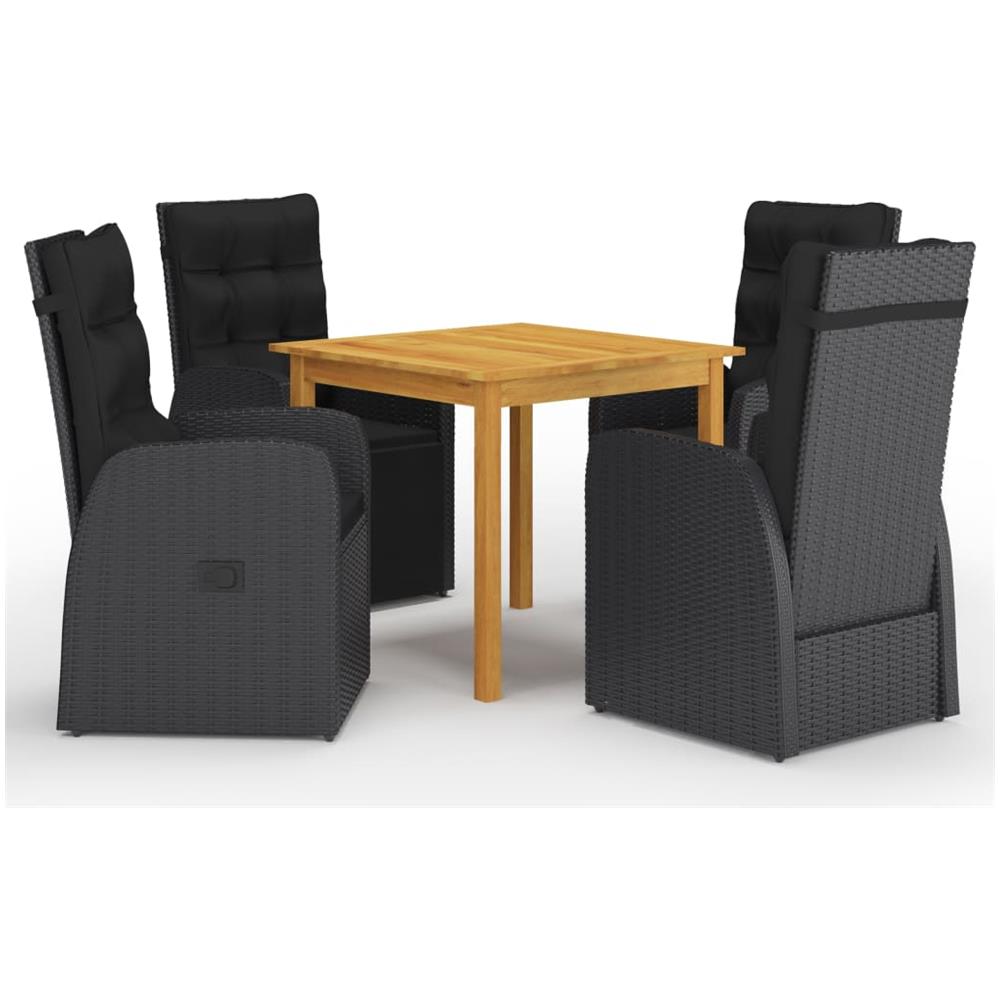 Set Mobili da Pranzo per Giardino 5 pz Nero - Foto 1