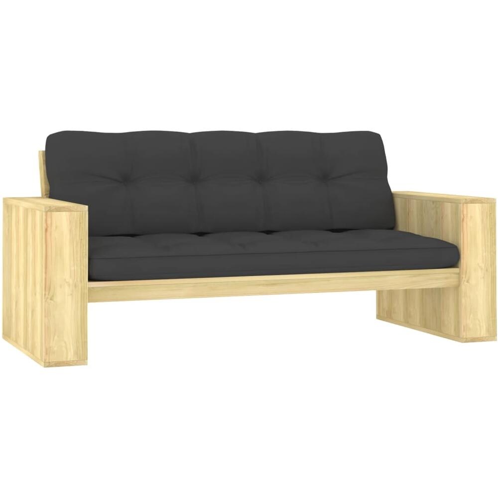 Panca Giardino e Cuscini Antracite 179cm Legno Pino Impregnato - Foto 1