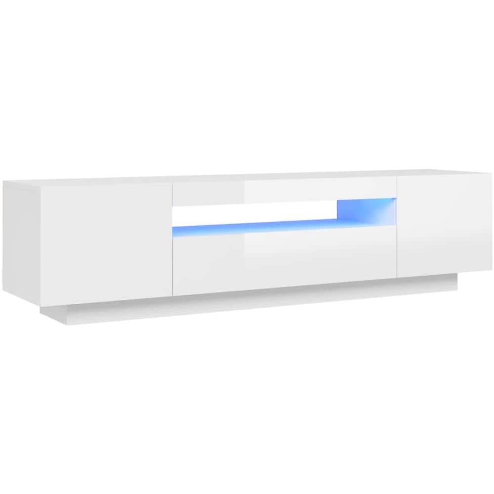 Mobile Porta TV Con Luci LED RGB - 160x35x40 Cm, Bianco, Multistrato, Moderno E Funzionale - Foto 2