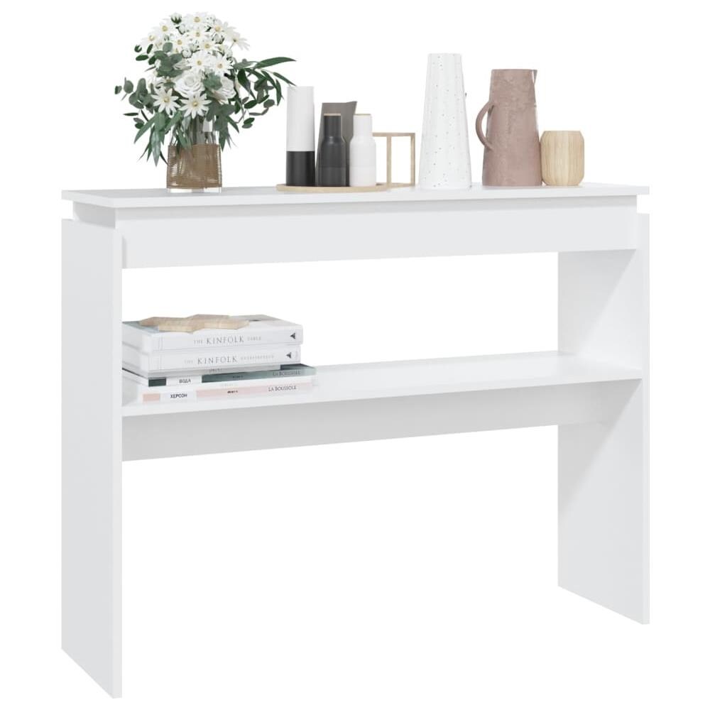 Tavolino Consolle Bianco 102x30x80 cm in Legno Multistrato - Foto 3