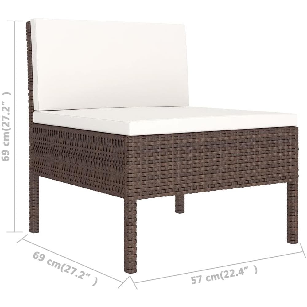 Set Divani Da Giardino 7 Pz Con Cuscini In Polyrattan Marrone - Foto 1