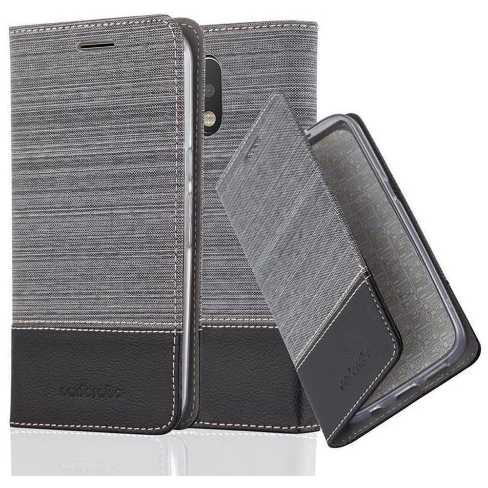 Custodia Compatibile Con Motorola Moto G4 Plus In Grigio Nero - Coperchio Protettiva Con Chiusura Magnetica, Funzione Stand E Tasca Per Le Carte - Foto 1