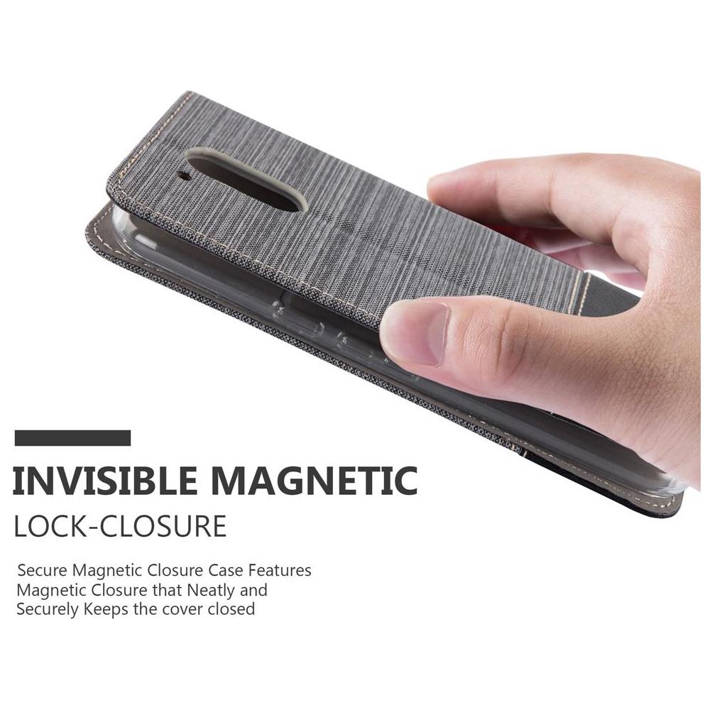 Custodia Compatibile Con Motorola Moto G4 Plus In Grigio Nero - Coperchio Protettiva Con Chiusura Magnetica, Funzione Stand E Tasca Per Le Carte - Foto 7