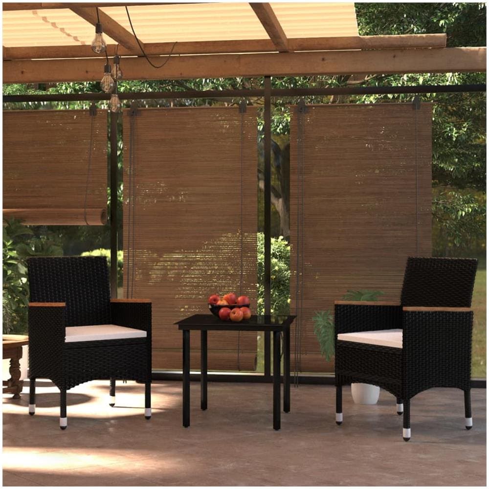 Set Da Pranzo Per Giardino 7 Pz Con Cuscini Nero - Foto 1