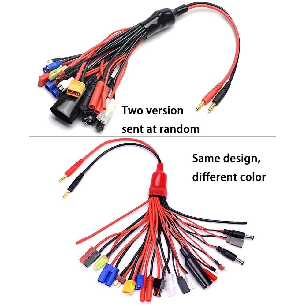 19-in-1 Banana Plug Rc Caricatore Lipo Adattatore Cavo Imax / b6 / b6ac / trx / jst / futaba / t-plug / xt60 / ec3 / ec5 / hxt4mm / tamiya / traxxas Per Rc Auto Elicotteri Quadricotteri Dji - Foto 2