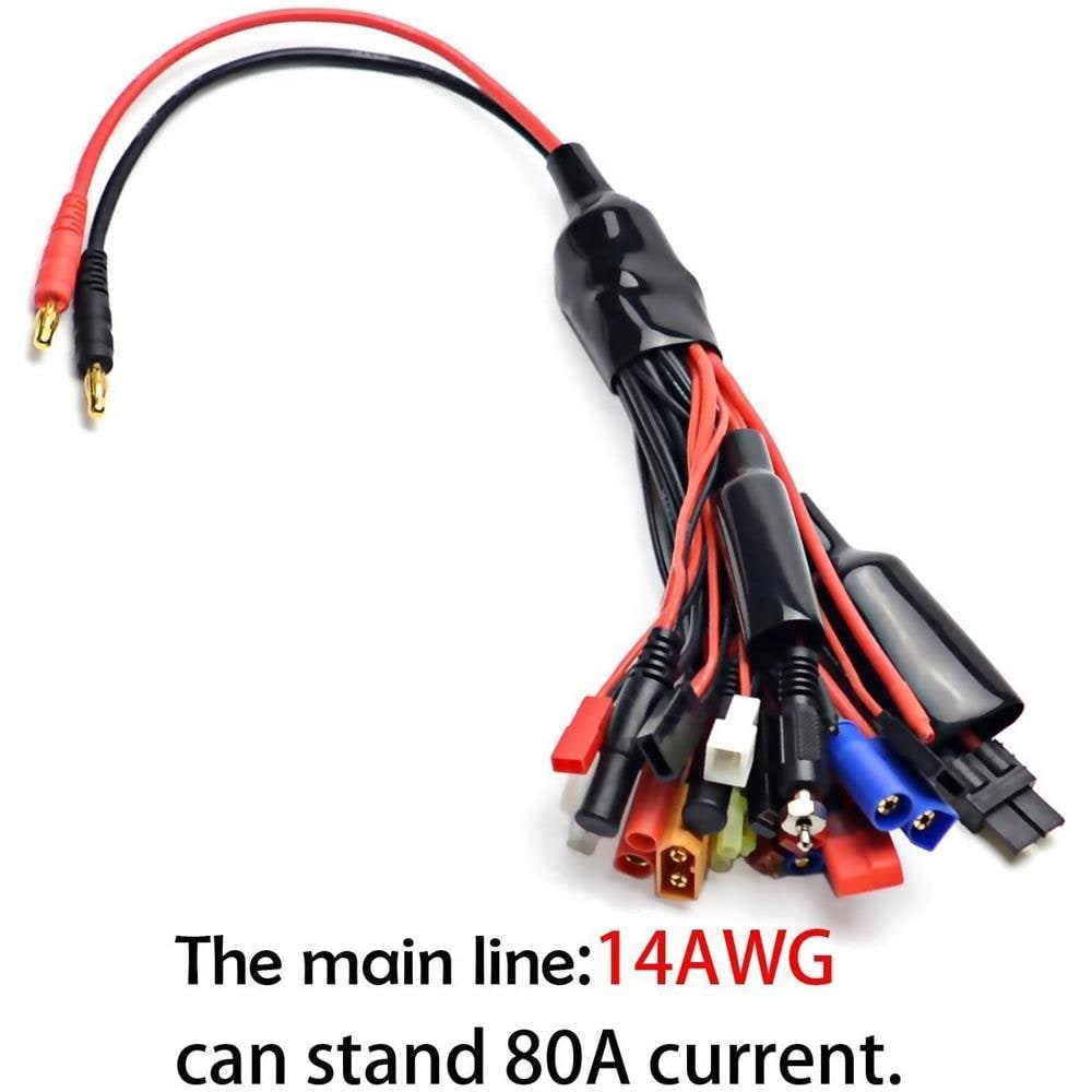 19-in-1 Banana Plug Rc Caricatore Lipo Adattatore Cavo Imax / b6 / b6ac / trx / jst / futaba / t-plug / xt60 / ec3 / ec5 / hxt4mm / tamiya / traxxas Per Rc Auto Elicotteri Quadricotteri Dji - Foto 3