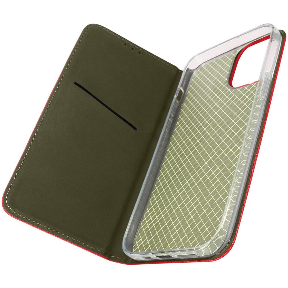 Custodia Iphone 14 Copertina Portacarte Funzione Supporto Rossa - Foto 1