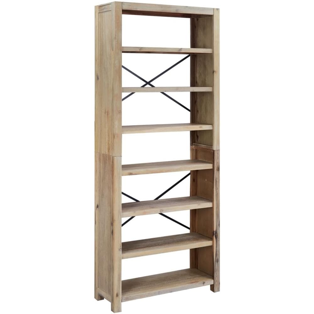 Libreria A 7 Ripiani 80x30x200 Cm In Legno Massello Di Acacia - Foto 2