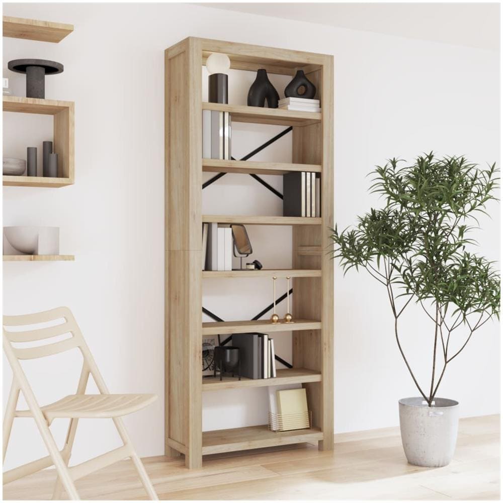 Libreria A 7 Ripiani 80x30x200 Cm In Legno Massello Di Acacia - Foto 1
