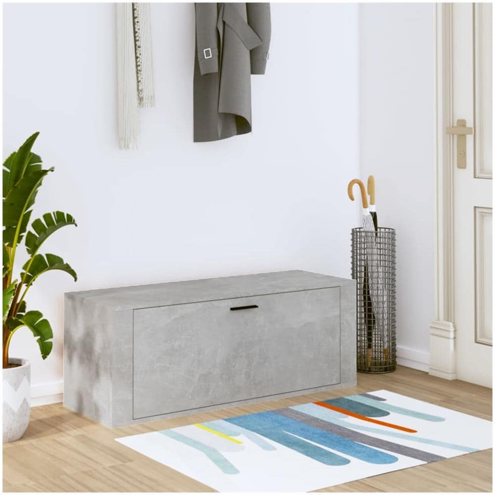Scarpiera A Muro Grigio Cemento100x35x38cm In Legno Multistrato - Foto 1