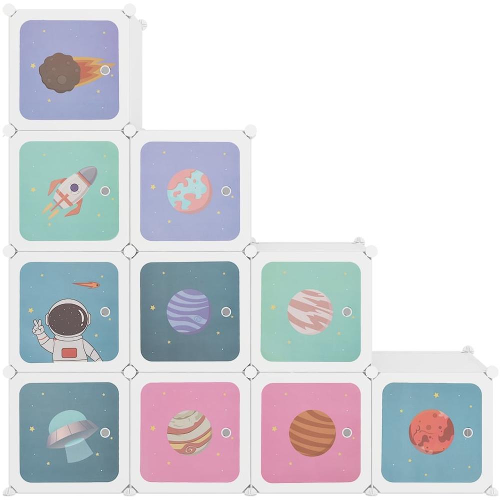 Scaffale Portaoggetti Per Bambini Con 10 Cubi Bianchi In Pp - Foto 3