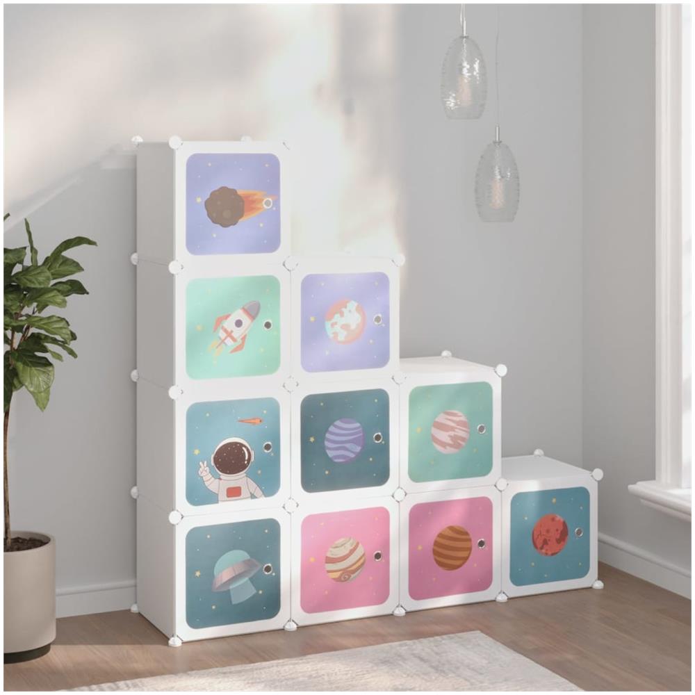 Scaffale Portaoggetti Per Bambini Con 10 Cubi Bianchi In Pp - Foto 1