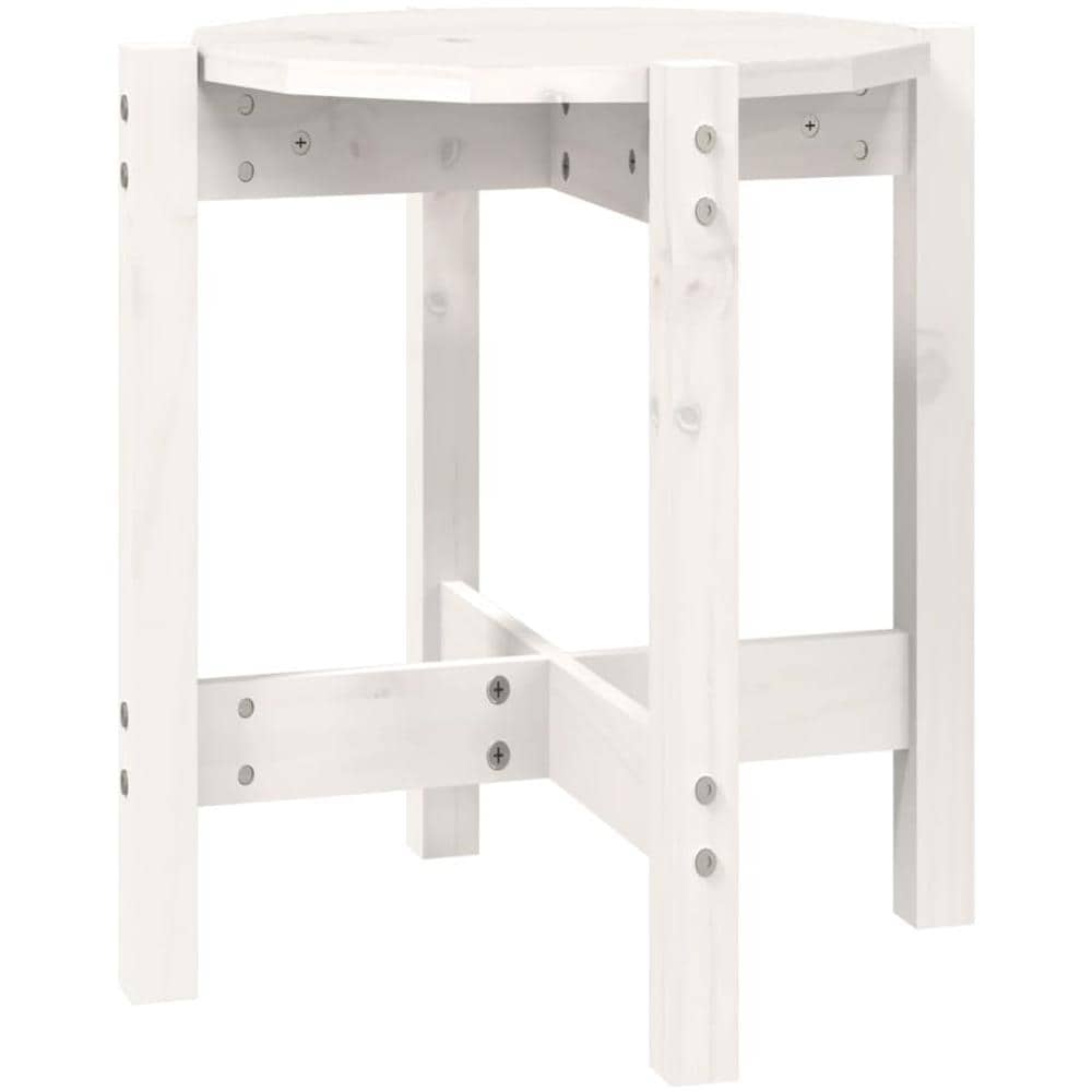 Tavolino da Salotto Bianco ? 42,5x45 cm Legno Massello di Pino - Foto 2