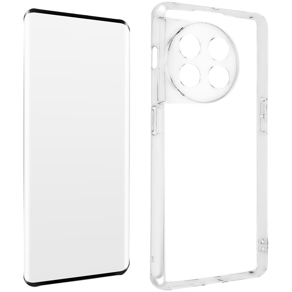 Cover Per Oneplus 11 In Silicone Gel + Vetro Temperato 9h Bordo Nero - Foto 1