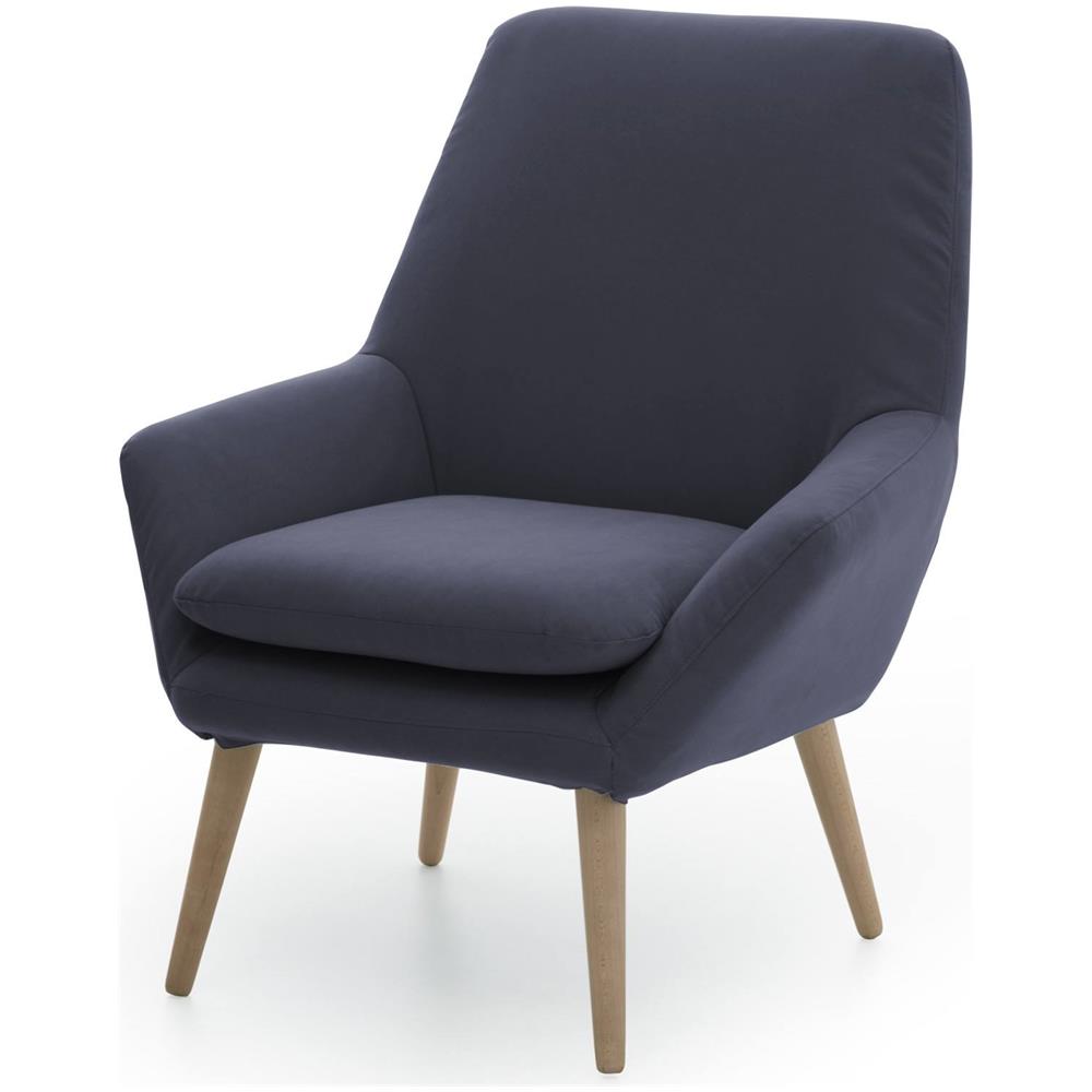 Poltrona Annarita, Poltrona Di Design Da Salotto, 100% Made In Italy, Poltroncina Relax In Tessuto Imbottito, Cm 80x70h95, Blu - Foto 2