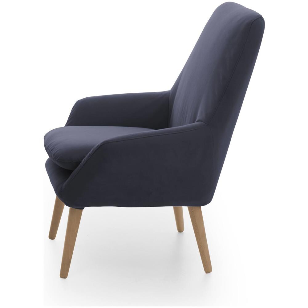 Poltrona Annarita, Poltrona Di Design Da Salotto, 100% Made In Italy, Poltroncina Relax In Tessuto Imbottito, Cm 80x70h95, Blu - Foto 4