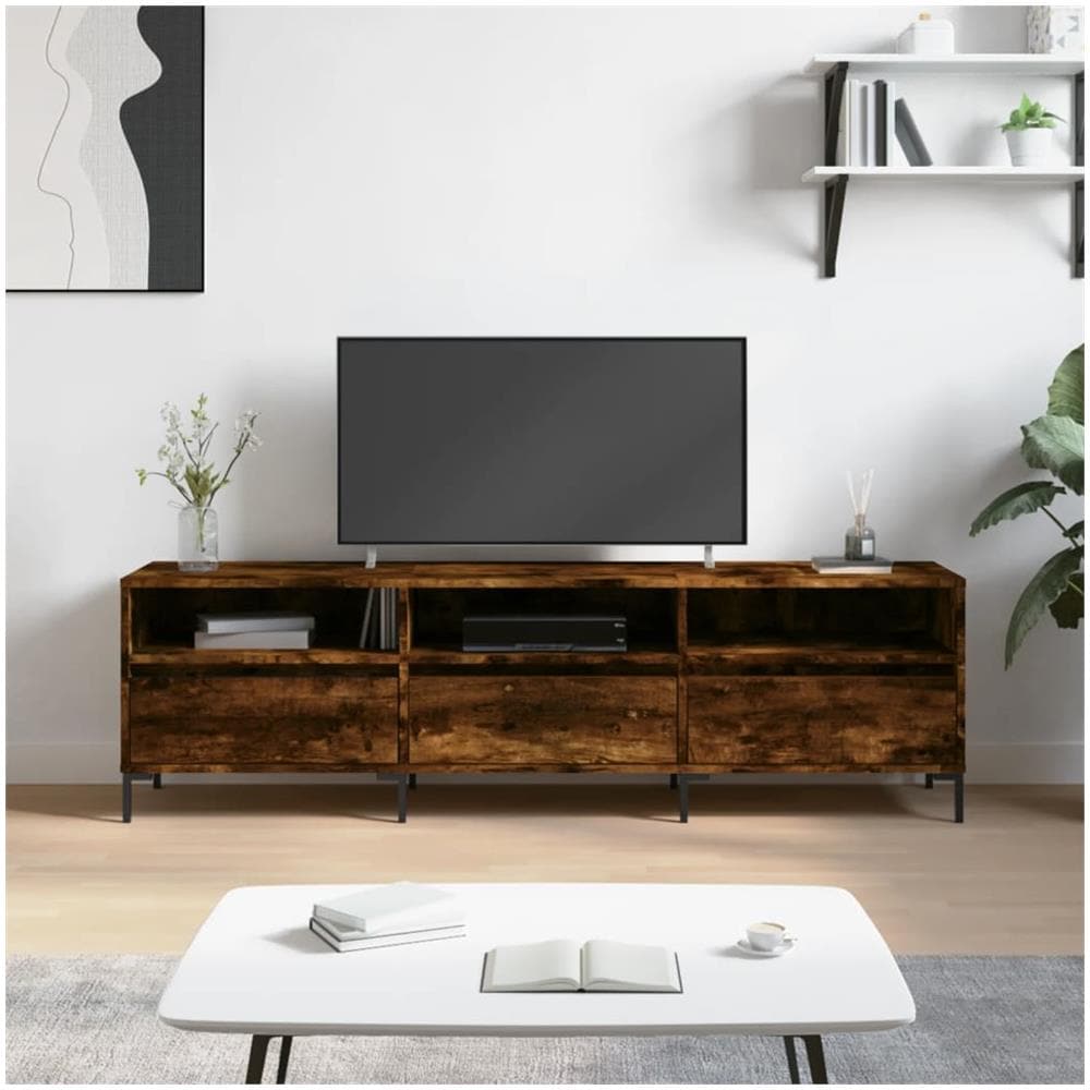 Mobile Porta Tv Rovere Fumo 150x30x44,5 Cm In Legno Multistrato - Foto 1