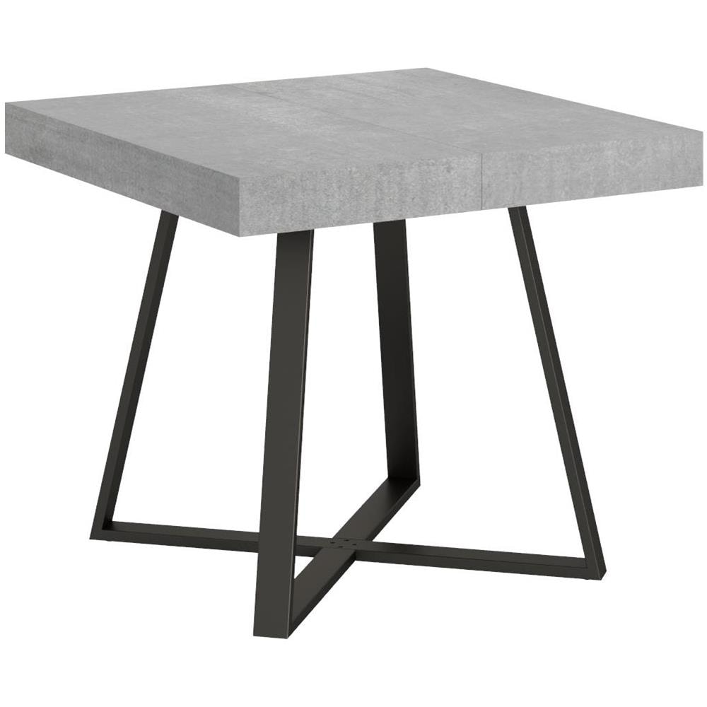 Tavolo allungabile 90x90/194 cm Abbraccio cemento gambe antracite - Foto 1
