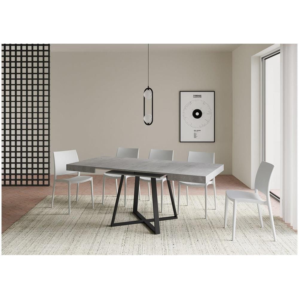 Tavolo allungabile 90x90/194 cm Abbraccio cemento gambe antracite - Foto 3
