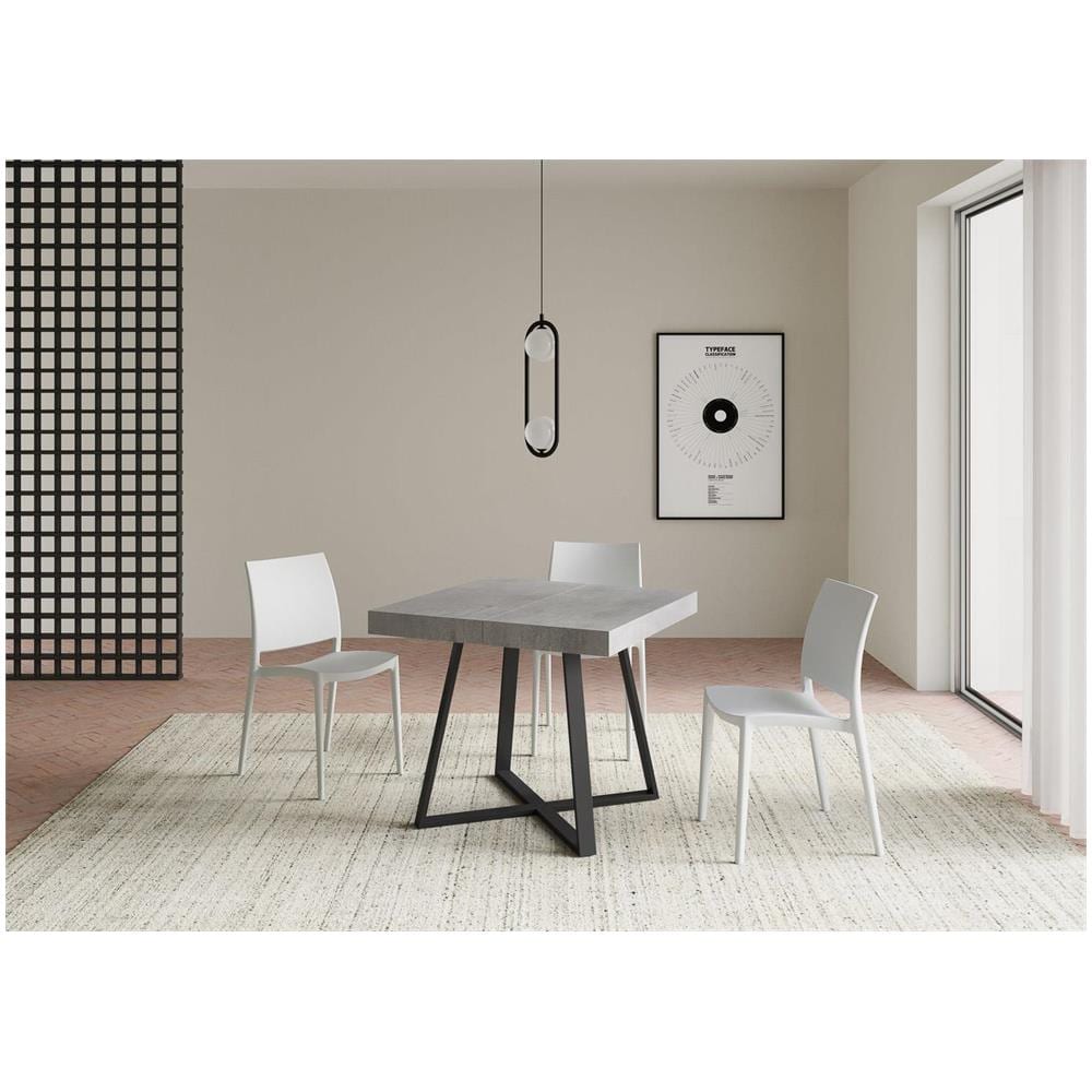 Tavolo allungabile 90x90/194 cm Abbraccio cemento gambe antracite - Foto 2