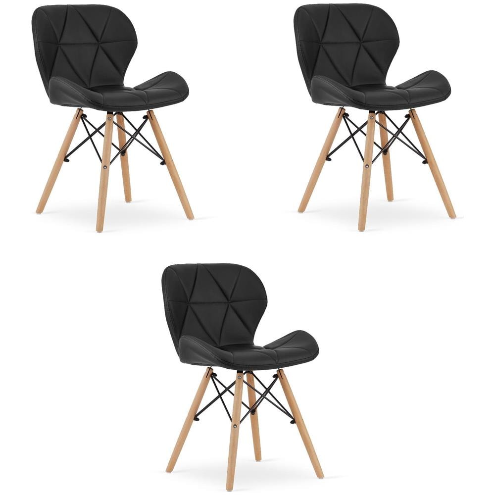 Sedia in ecopelle WAKO - Nero moderno x 3 - Foto 1