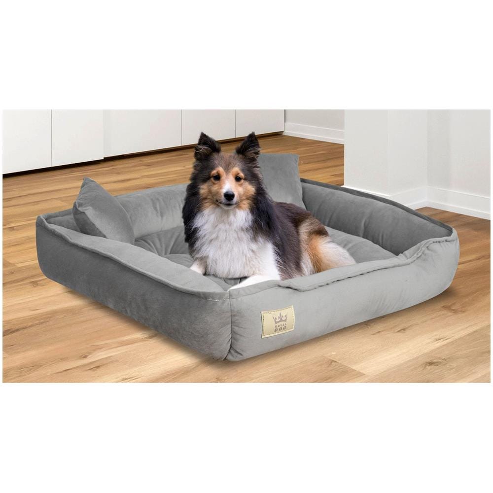 Cuccia per cani 75x65 cm in velluto grigio con cuscino impermeabile - Foto 5
