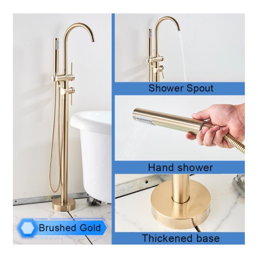 Rubinetto per vasca da bagno indipendente, Blackswan, tipo M51.1, modello oro opaco, misura 114 cm - Foto 2