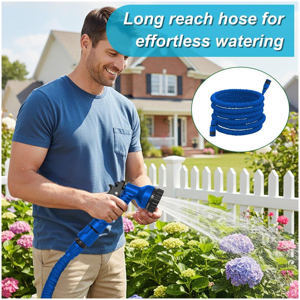 Tubo Acqua Giardino 50ft Tubo Estensibile Da Giardino Dotato Di Pistola Irrigazione 6 Modalità Di Spruzzo, Pompa Acqua Salvaspazio Leggera Resistente - Foto 4