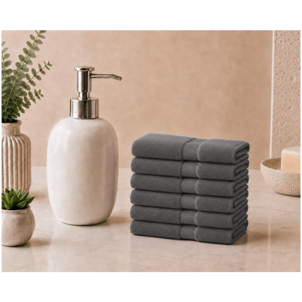 Set 6 Lavette 33x33 cm in Spugna di Cotone - Excalibur (Grigio Scuro) - Foto 1