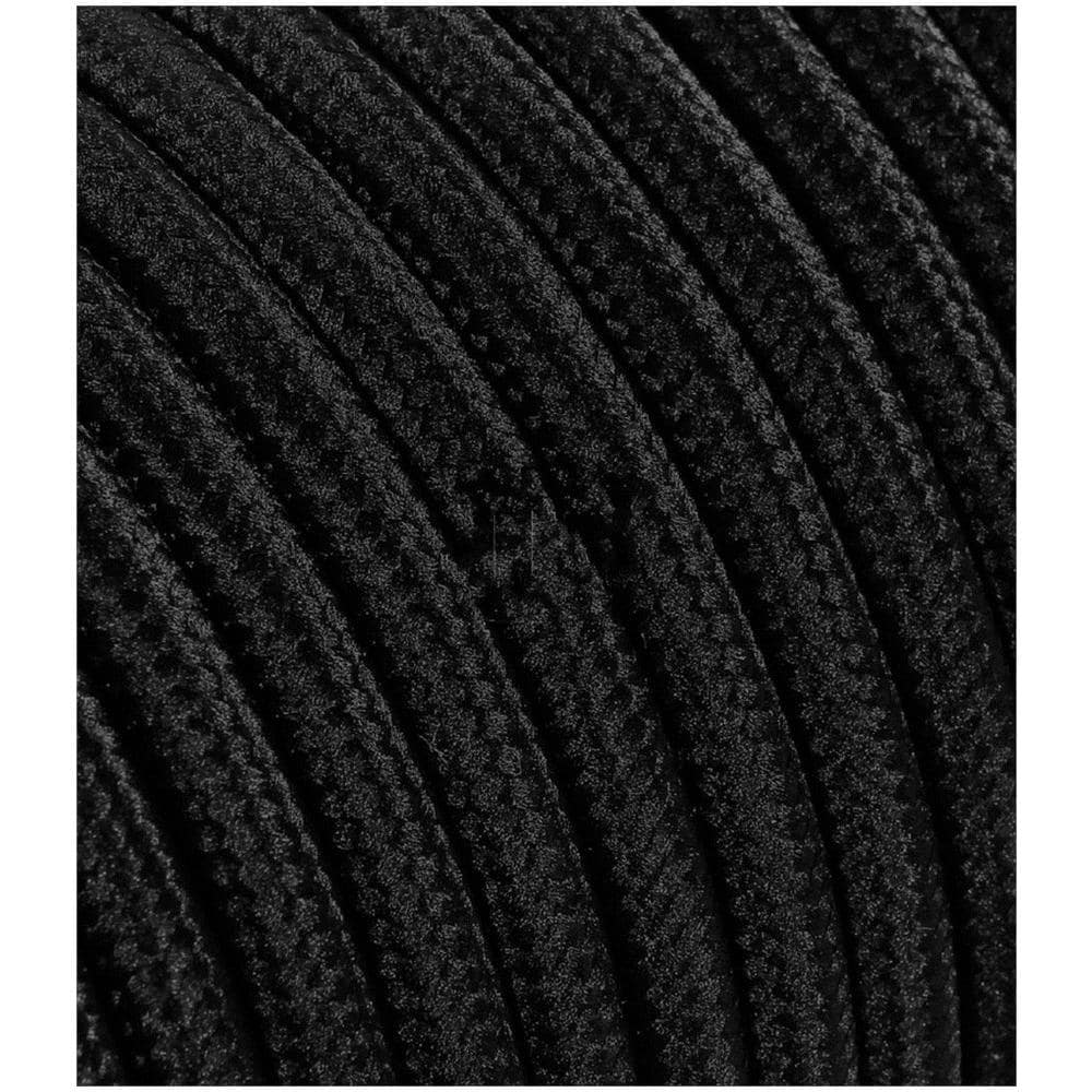 Cavo Elettrico Tondo Rivestito In Tessuto Colorato Nero 50 Metri 2x0,75 Rotondo Per Lampadari, Lampade, Abat Jour, Design. Made In Italy! - Foto 1