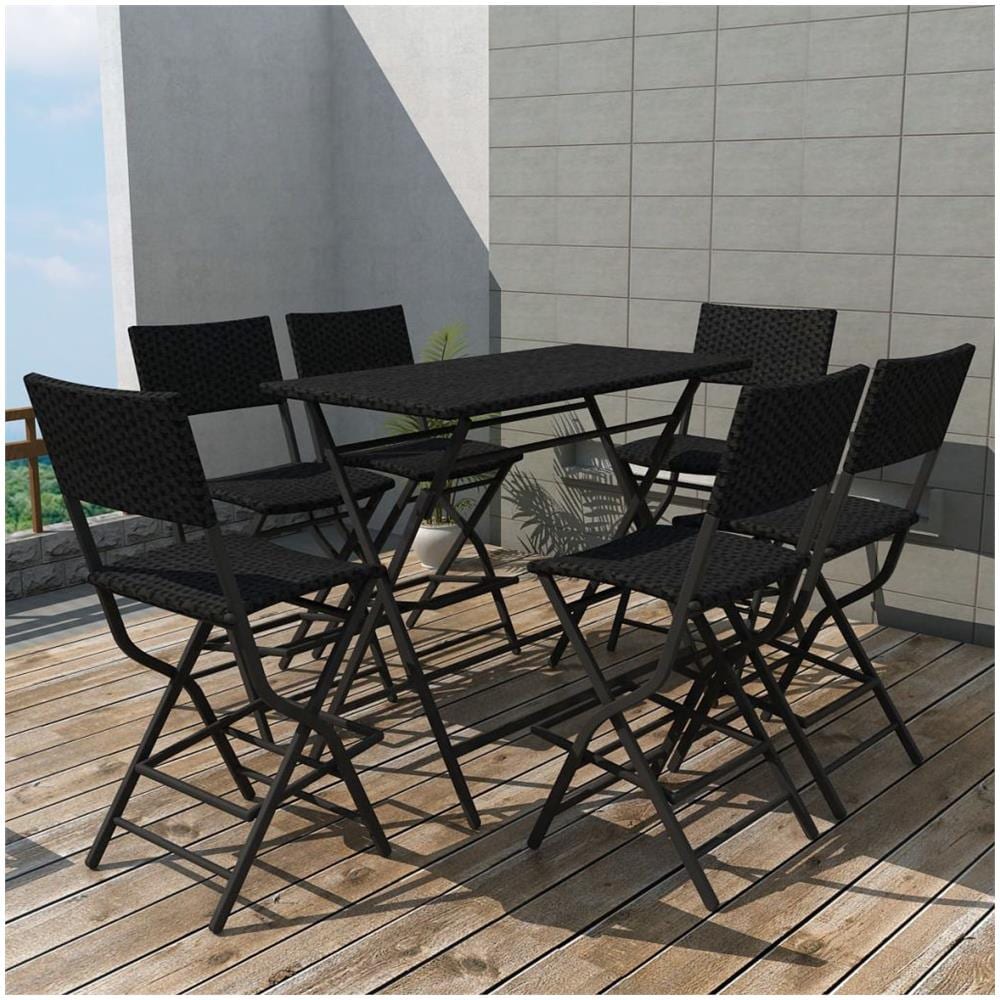 Set Mobili Da Giardino Sette Pz In Polyrattan Nero - Foto 1