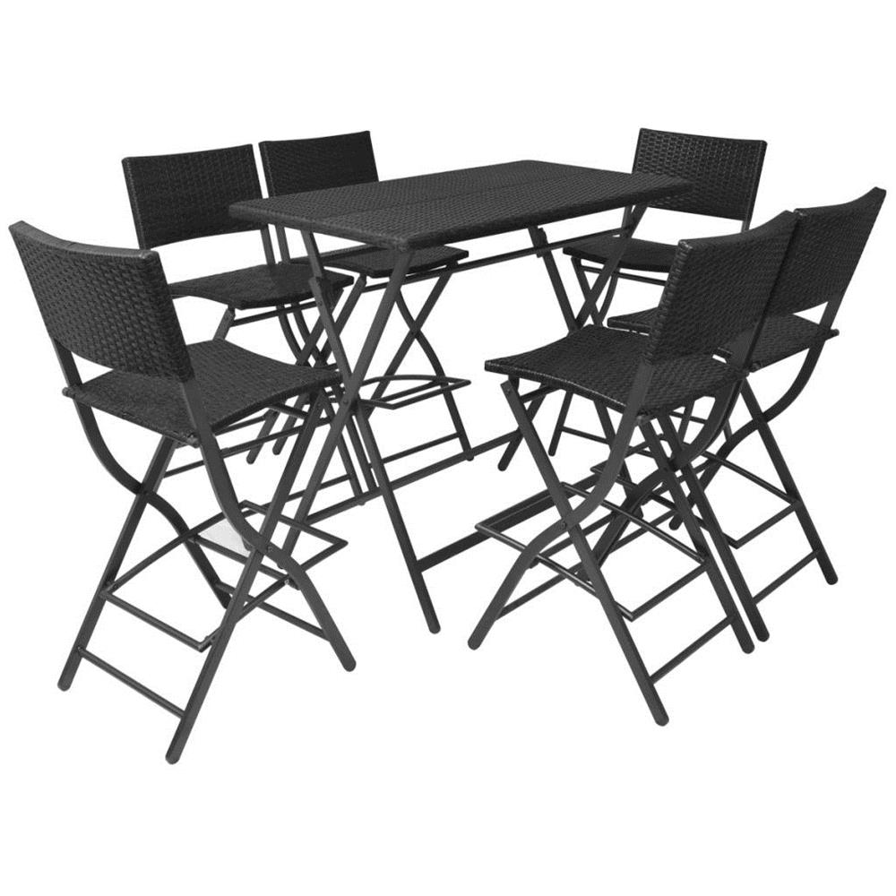 Set Mobili Da Giardino Sette Pz In Polyrattan Nero - Foto 2