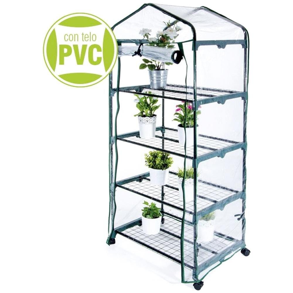 Serra Da Giardino In Metallo E Pvc 4 Ripiani Con Ruote - Foto 4