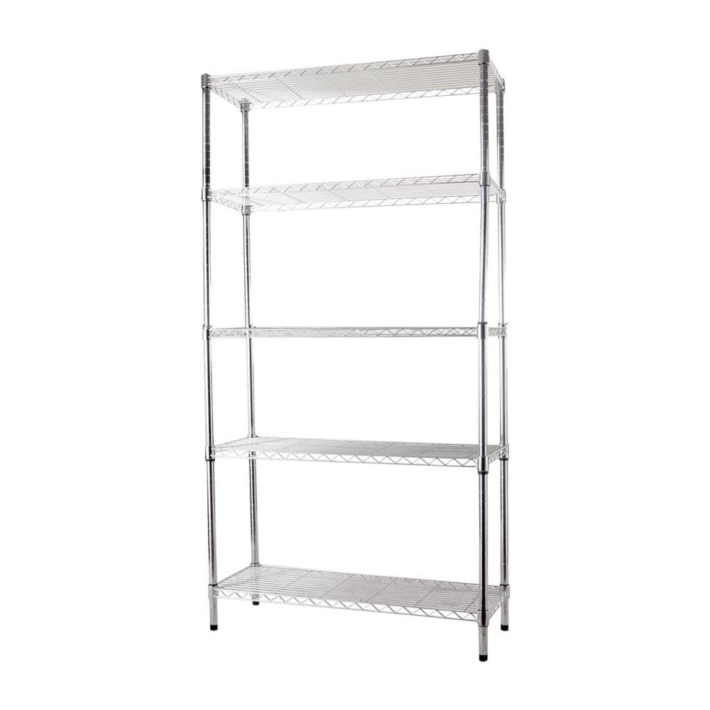 Kit Scaffale Scaffalatura A 5 Ripiani 90x35xh180cm In Acciaio Cromato Manhattan - Foto 1