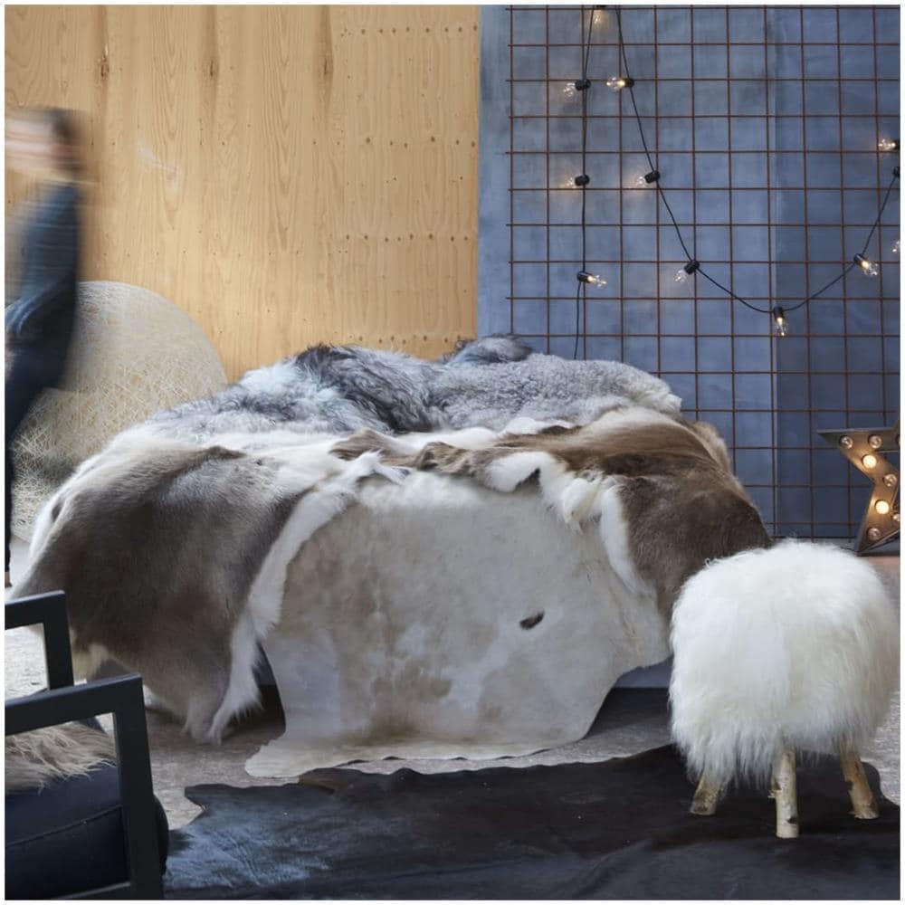 Tappeto In Vera Pelle Bovina Marrone E Bianco 150x170 Cm - Foto 1