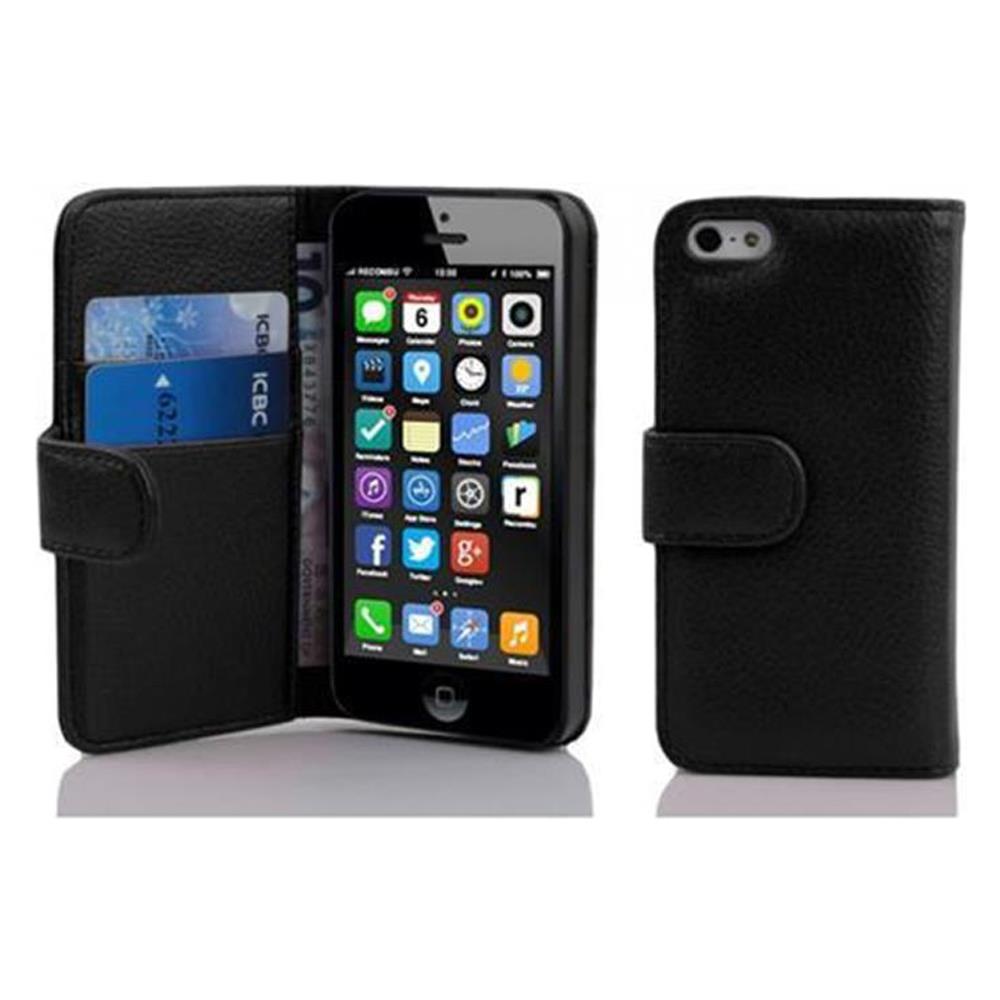 Custodia Compatibile Con Apple Iphone 5c In Nero Ossido - Coperchio Protettivo In Ecopelle Testurizzata E Tasca Per Carte Di Credito - Foto 1